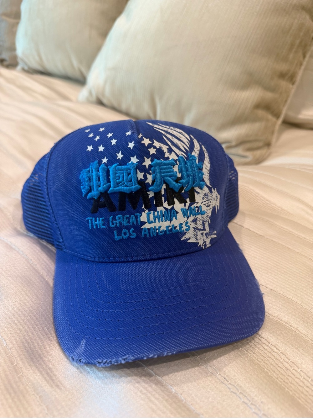 AMIRI Blue Embroidered Trucker Hat